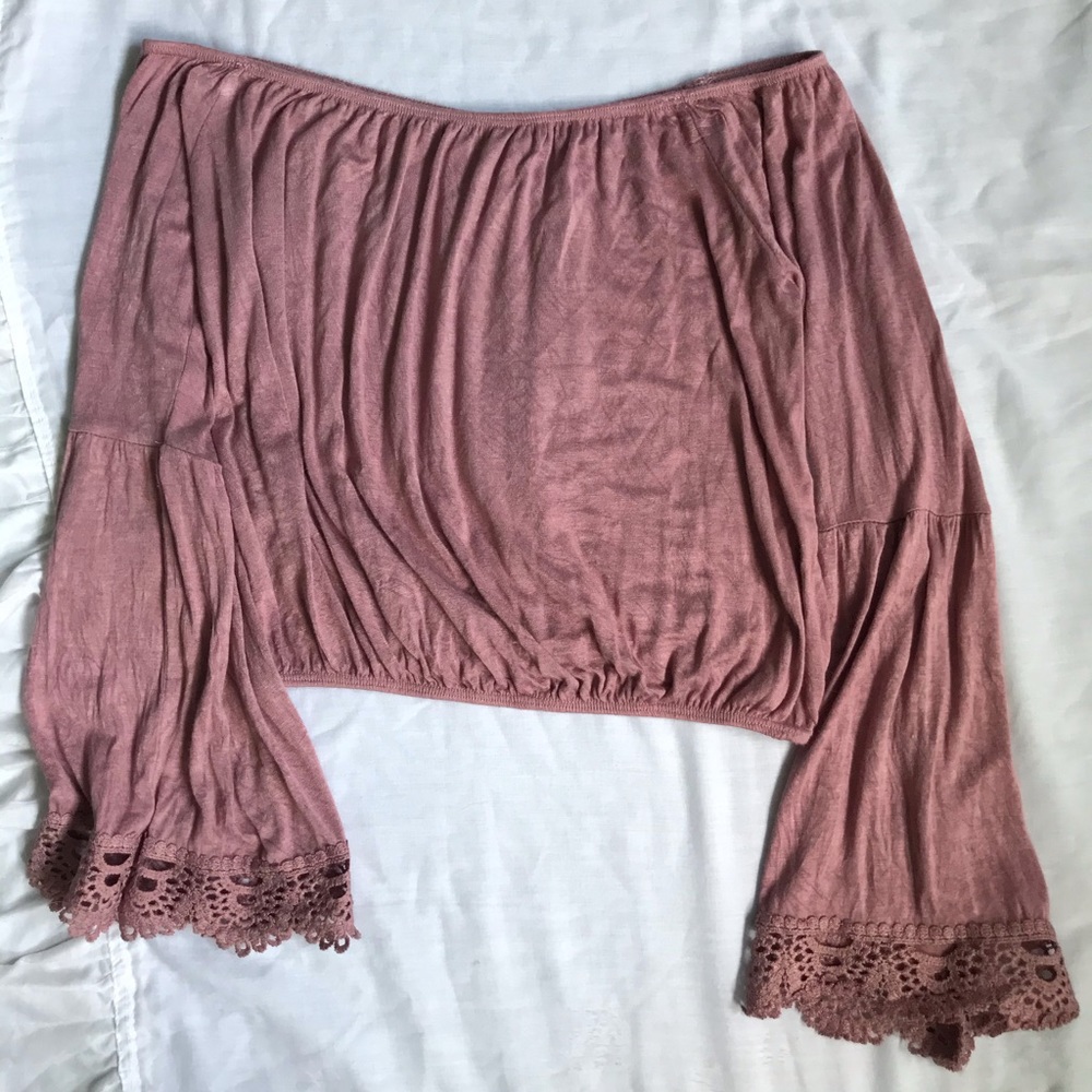 Pink off-shoulder long sleeve